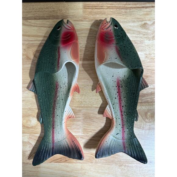 Rivers Edge Accessories - Rivers Edge Bass Fish Sandals 10 10.5 M Slides Outdoor Shoes Joke Meme Gag 1C